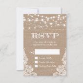 Rustikales Country Burlap Lace UAWG RSVP Karte (Vorderseite)