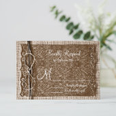 Rustikales Country Burlap Twine Scroll Wedding RSV RSVP Karte (Stehend Vorderseite)