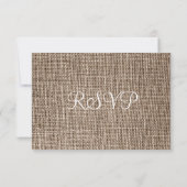 Rustikales Country Burlap Twine Scroll Wedding RSV RSVP Karte (Rückseite)