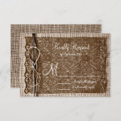 Rustikales Country Burlap Twine Scroll Wedding RSV RSVP Karte (Vorne/Hinten)
