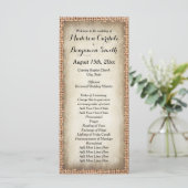 Rustikales Country Burlap Vintage Hochzeitsprogram Programm (Stehend Vorderseite)