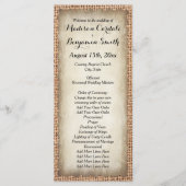 Rustikales Country Burlap Vintage Hochzeitsprogram Programm (Vorderseite)