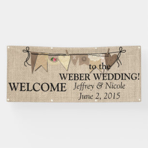 Rustikales Country Burlap Wedding Banner