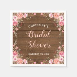 Rustikales Country Chic Brautparty Blumenpapier Serviette