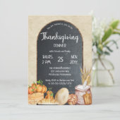 Rustikales Country Chic Chalkboard Erntedank Dinne Einladung (Stehend Vorderseite)