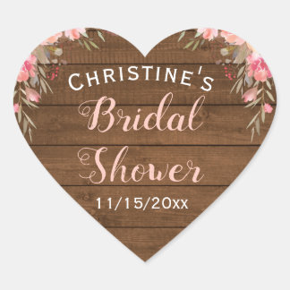 Rustikales Country Chic Pink Blues Bridal Geschenk Herz-Aufkleber