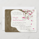 Rustikales Country Chic Tree Rosa Birds Hochzeiten Einladung (Vorderseite)