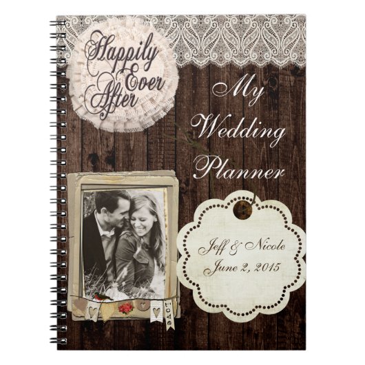 Rustikales Country Couple Wedding Planner Notebook Notizblock (Vorderseite)