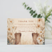 Rustikales Country Daisy Boots Wedding Dankeskarte (Stehend Vorderseite)