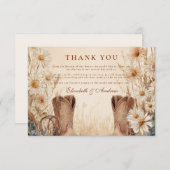 Rustikales Country Daisy Boots Wedding Dankeskarte (Vorne/Hinten)