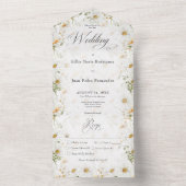 Rustikales Country Daisy Floral Dinner All In One Einladung (Innen Boden)
