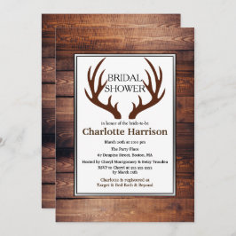 Rustikales Country Deer Antlers Brautparty Einladung