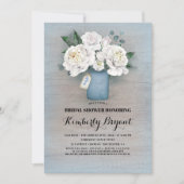 Rustikales Country Dusty Blue Mason Jar Brautparty Einladung (Vorderseite)