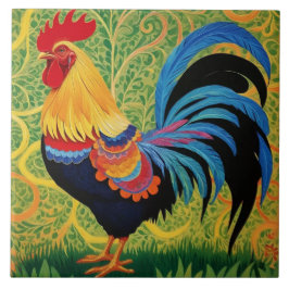 Rustikales Country Folk Rooster Chicken Fliese