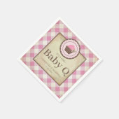 Rustikales Country Gingham Cupcake Baby Q Serviette (Ecke)