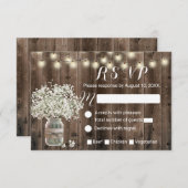 Rustikales Country Gipskraut Jar Barn Wedding RSVP (Vorne/Hinten)