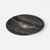 Rustikales Country Glam Blume & Antlers Boho Chic Pappteller (Schrägansicht)