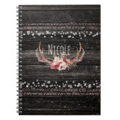 Rustikales Country Glam Blume & Antlers Chic Boho Notizblock (Vorderseite)