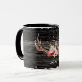 Rustikales Country Glam Blume & Antlers Chic Boho Tasse (Vorderseite Links)