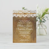 Rustikales Country Heart Lace Hochzeit Einladungen (Stehend Vorderseite)