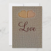 Rustikales Country Hearts Burlap Lace Hochzeit Ein Einladung (Rückseite)
