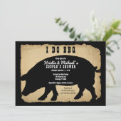 Rustikales Country Hog I DO GRILLEN Couple's Dusch Einladung (Stehend Vorderseite)