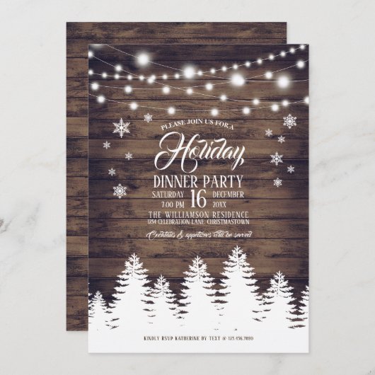Rustikales Country Holiday Dinner Party Einladung (Vorne/Hinten)