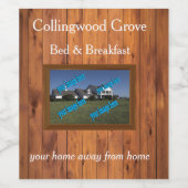 Rustikales Country Inn 🤎 gemütliches Bed and Brea Weinetikett (Einzelnes Label)