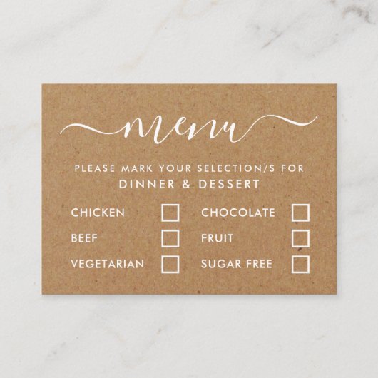 Rustikales Country Kraft Einfache Skriptauswahl Begleitkarte (Vorderseite)