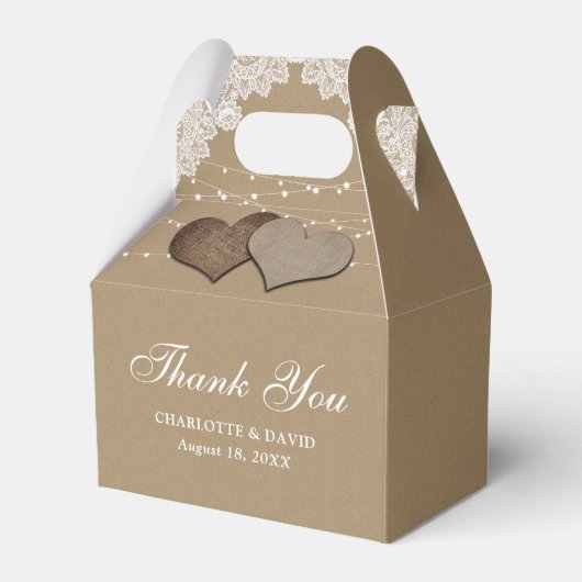 Rustikales Country Kraft Papier Lights Wedding Geschenkschachtel (Vorderseite)