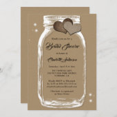 Rustikales Country Kraft Papier Mason Jar Brautpar Einladung (Vorne/Hinten)