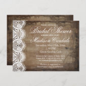 Rustikales Country Lace Brautparty Einladung Postk (Vorne/Hinten)