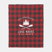 Rustikales Country Lake House Tree Red Buffalo Kar Fleecedecke (Vorderseite)