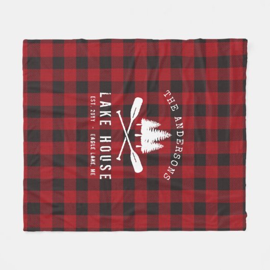 Rustikales Country Lake House Tree Red Buffalo Kar Fleecedecke (Vorderseite (Horizontal))