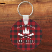 Rustikales Country Lake House Tree Red Buffalo Kar Schlüsselanhänger (Vorderseite)