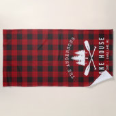 Rustikales Country Lake House Tree Red Buffalo Kar Strandtuch (Vorderseite)
