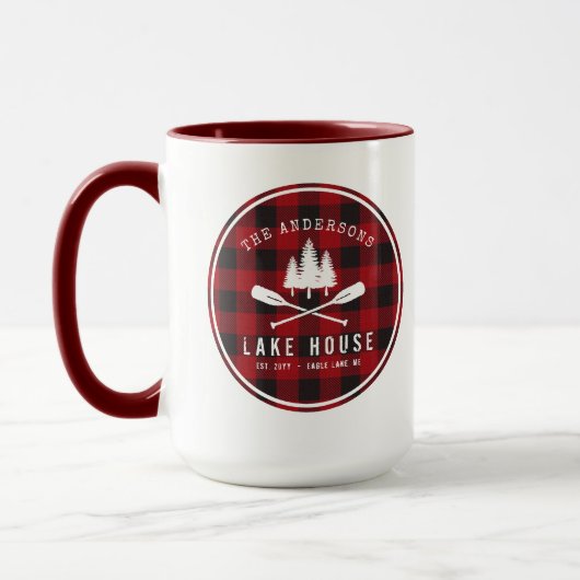 Rustikales Country Lake House Tree Red Buffalo Kar Tasse (Links)