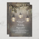 Rustikales Country Lanterns Garden Geburtstagspart Einladung (Vorne/Hinten)
