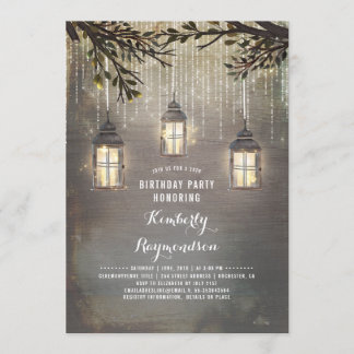 Rustikales Country Lanterns Garden Geburtstagspart Einladung