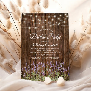 Rustikales Country Lavender Lights Brautparty Einladung