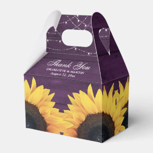 Rustikales Country Lila Wood Sunflower Wedding Geschenkschachtel