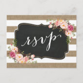Rustikales Country Linen Burlap Floral Wedding RSV Einladungspostkarte (Vorderseite)