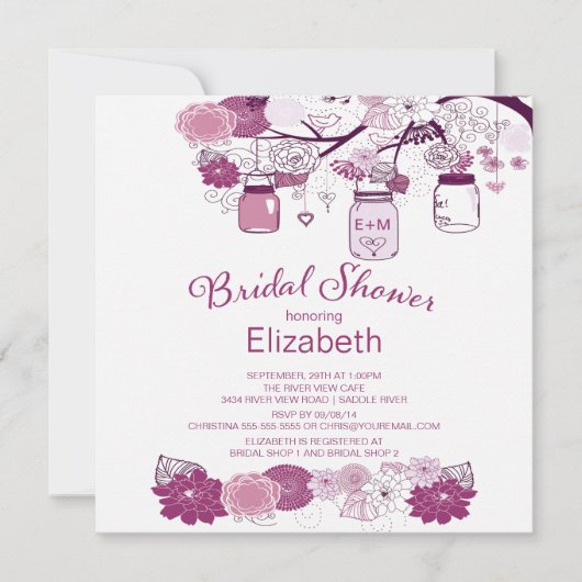 Rustikales Country Mason Jar Brautparty Einladung (Vorderseite)