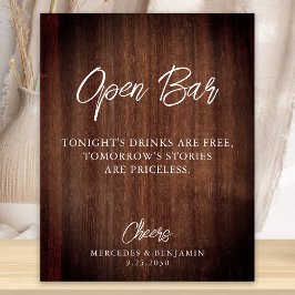 Rustikales Country Open Bar Personalisiert Wedding Poster