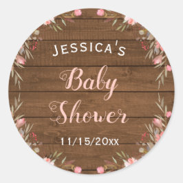 Rustikales Country Pink Baby Girl Dusche Gast Gefa Runder Aufkleber