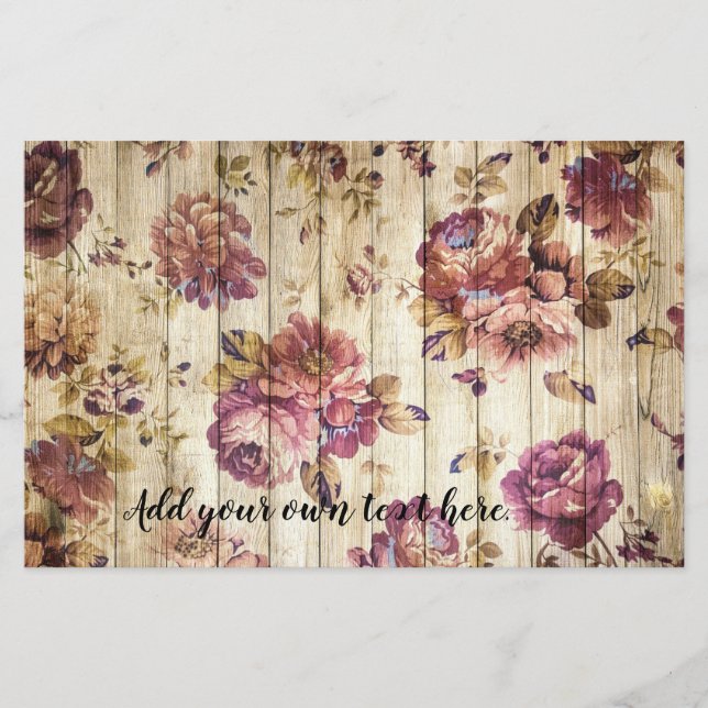 Rustikales Country Pink Roses Journal Scrapbook Pa (Vorderseite)