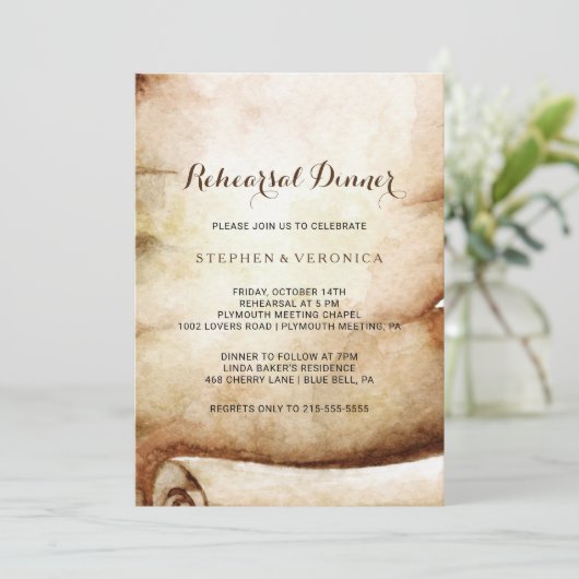 Rustikales Country Probe Dinner Einladung (Stehend Vorderseite)