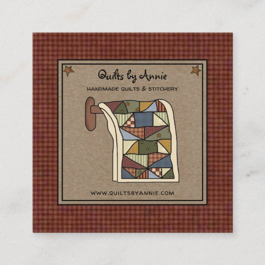Rustikales Country Quilter Stitcher Handmade Craft Quadratische Visitenkarte (Vorderseite)