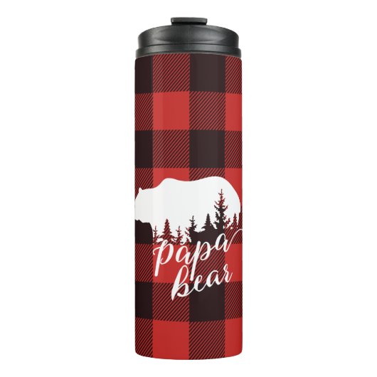 Rustikales Country Red & Black Flannel Papa Bear Thermosbecher (Vorderseite)
