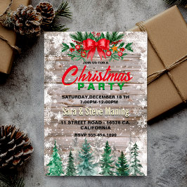 Rustikales Country Red bow Krawatte Holiday Weihna Einladung